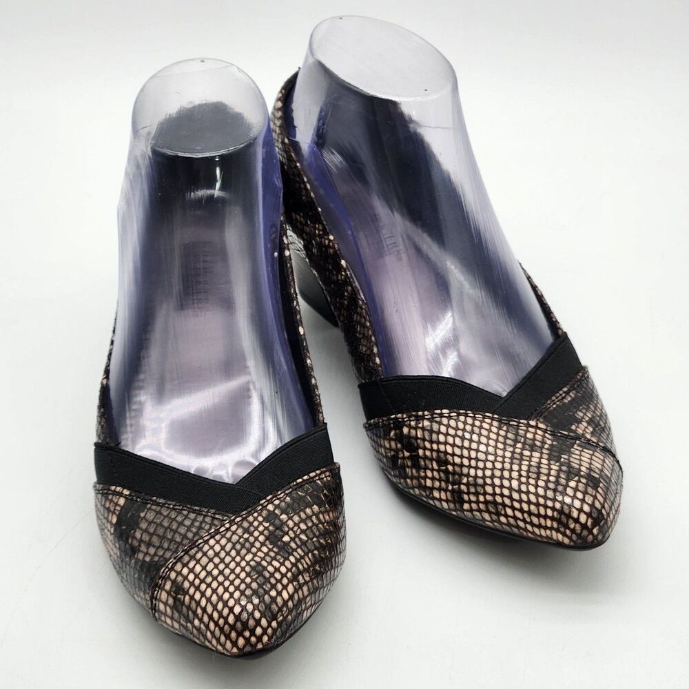 Trendy Snakeskin Office Siren Women's 6.5 M Block Heel Comfort Pumps Whimsigoth